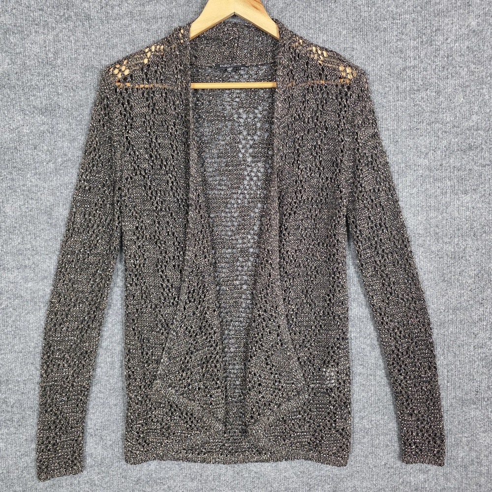 Eileen Fisher Cardigqn Sweater PS Brown Green Linen Open Front Long Sleeve Drape - Picture 2 of 8